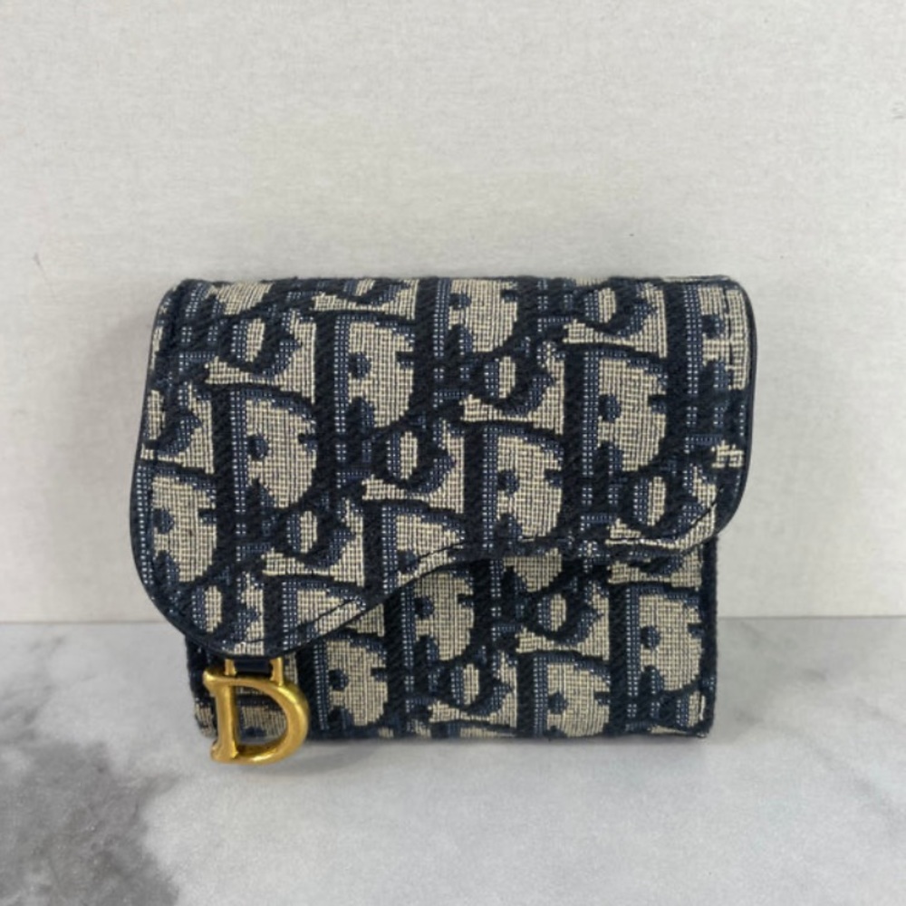 Christian Dior SADDLE LOTUS WALLET Dior Oblique Jacquard